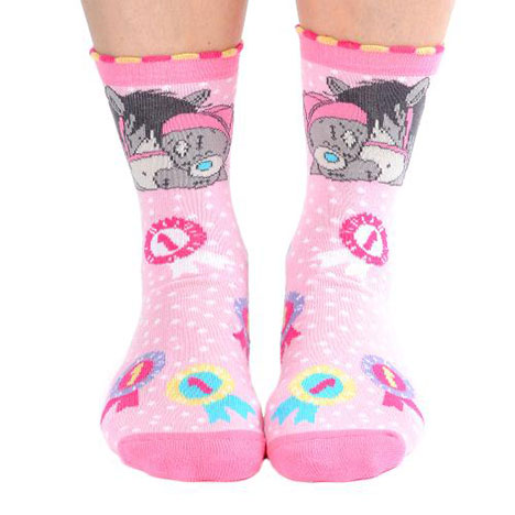 Pink Rosette Calf Length Horse Riding Socks Size 12-3 £6.00